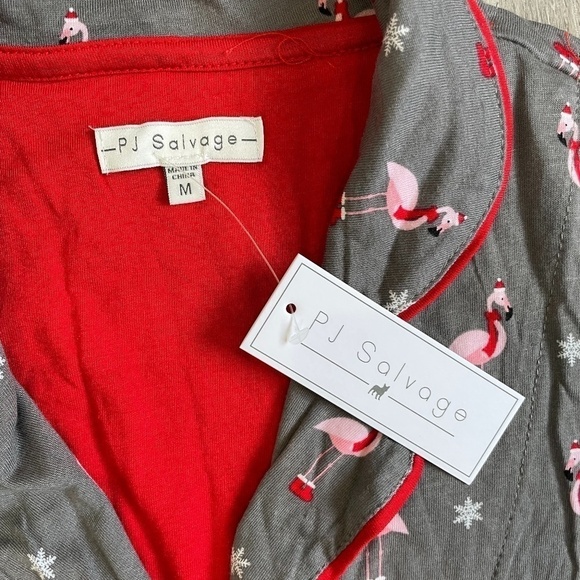 PJ Salvage Button Up Flamingo Pajama Lounge Top - Picture 6 of 7